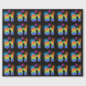 Leuk vuurwerk + regenboogpatroon "81" Evenementnum Cadeaupapier (Vlak)
