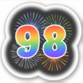 Leuk vuurwerk + regenboogpatroon "98" Event # Sticker (Voorkant)
