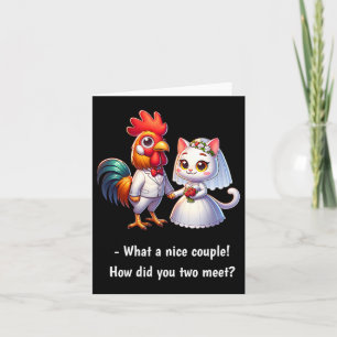 Leuk wat een leuk stel kip en kat grappig weddi kaart