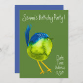 Leuk waterverf vogelkleurrijk verjaardagsfeestje kaart (Voorkant / Achterkant)