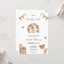 Leuk we kunnen bijna wachten bruin beer babyshower