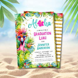 Leuk weelderig tropisch Afstuderen Luau Party Kaart