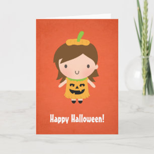 Leuk Weinig Meisje Kinder Halloween van de Pompoen Kaart