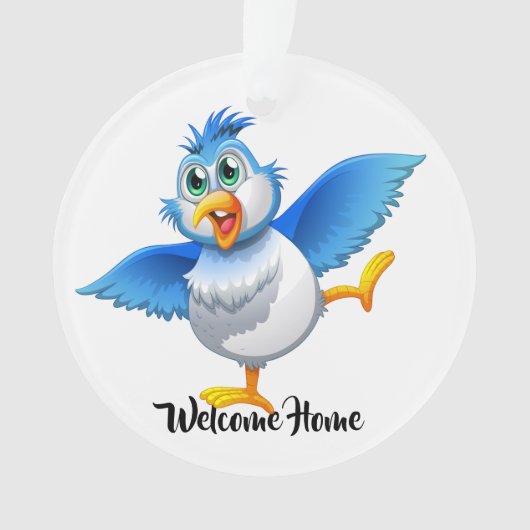 Leuk Welkom Home Blauwvogel van geluk Ornament (voorkant)