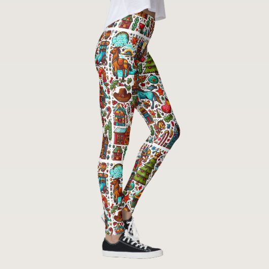 Leuk Western Patroon Kerst Leggings (Rechts)