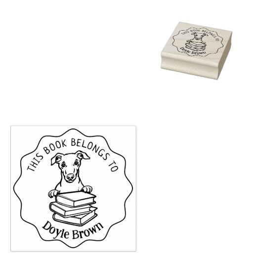 Leuk Whippet Dog Boek Rubberstempel (Gestempeld)