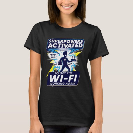Leuk Wi-Fi Superpowers T-shirt (Voorkant)