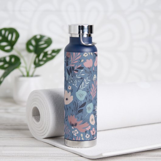 Leuk Wildflower ontwerp op blauw Waterfles (Yoga)