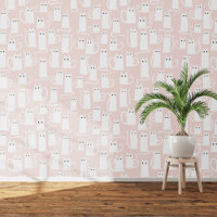 Leuk Wit en Blush Roze Kat Patroon