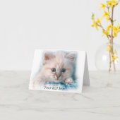 leuk wit katje met schitterende blauwe ogen kaart (Gele Bloem)