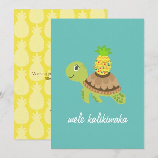 Leuk Zee Schildpad Kerst Feestdagenkaart (Voorkant / Achterkant)