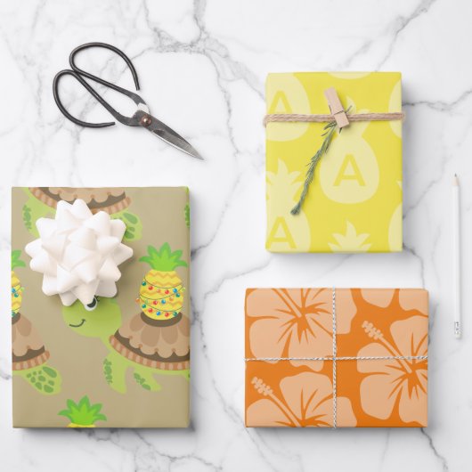 Leuk Zee Schildpad Kerst Inpakpapier Vel (Voorkant)