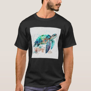 Leuk Zee Turtle Paint Splatter Illustratie Kleur T-shirt