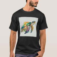 Leuk Zee Turtle Paint Splatter Illustratie Kleur