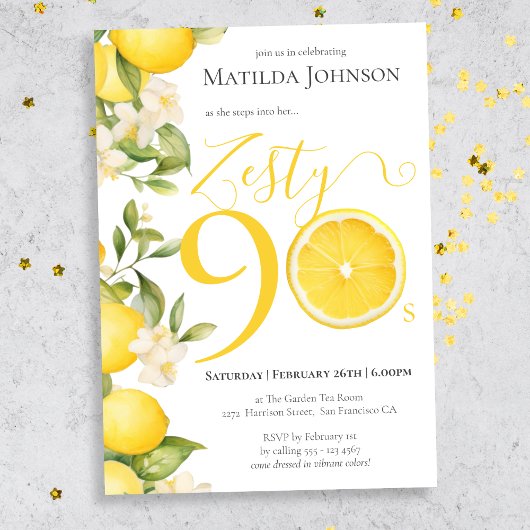 Leuk Zesty Lemon 90ste verjaardagsfeestje Kaart