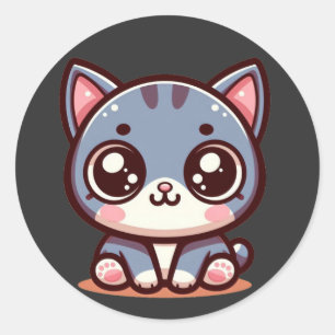 Leuk zittend kitten ronde sticker