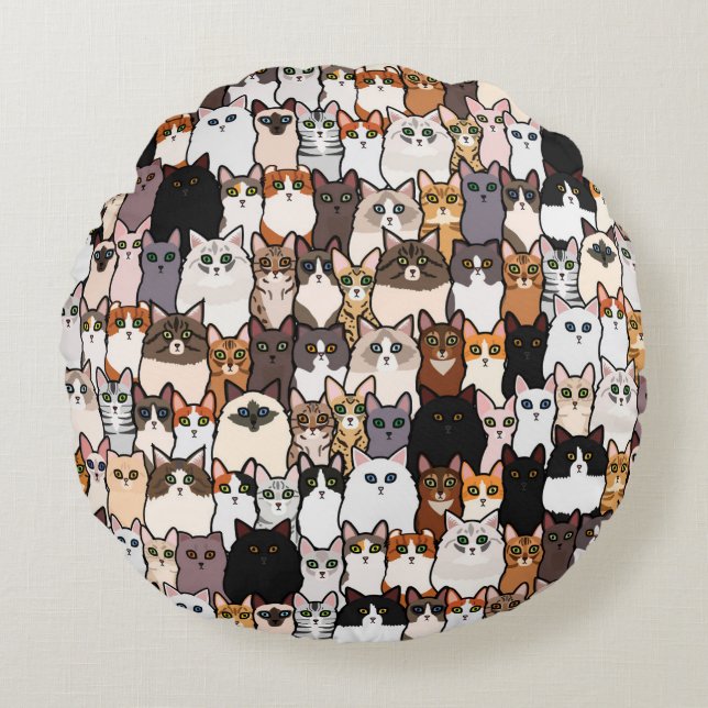 Leuk zo veel katten en Kittens collage Rond Kussen (Voorkant)