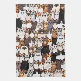 Leuk zo veel katten en Kittens collage Theedoek