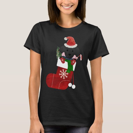 Leuk zwart lab puppy kerst kous t-shirt (Voorkant)