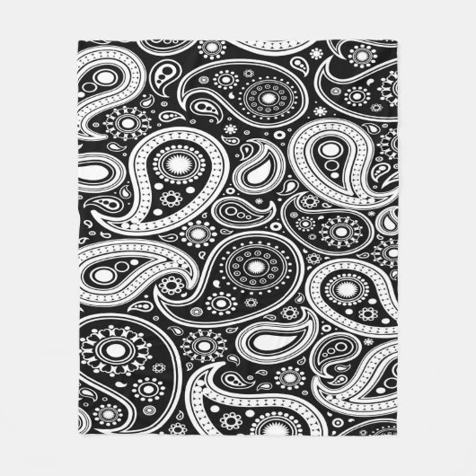 Leuk Zwart-wit Paisley Design Fleece Deken (Voorkant)