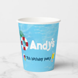 Leuk Zwemmen Verjaardag Zwembad Party Papieren Bekers