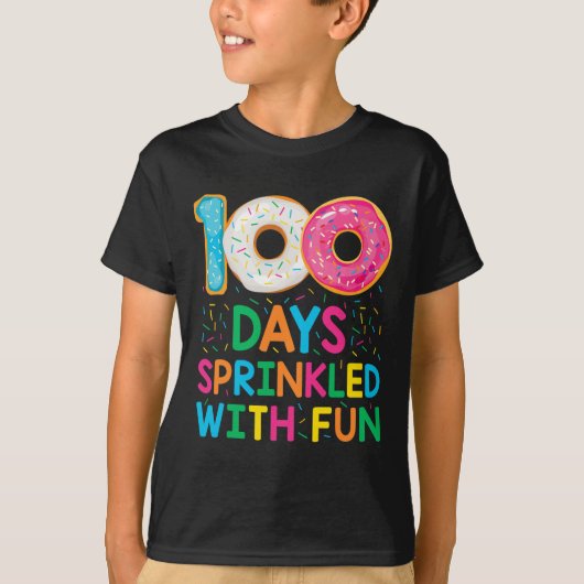 Leuke 100 Dagen Verstrooid met Leuke Donut School T-shirt (Voorkant)