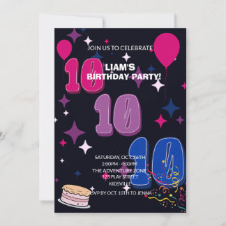 Leuke 10e verjaardag | Roze Blauwe Confetti Kaart
