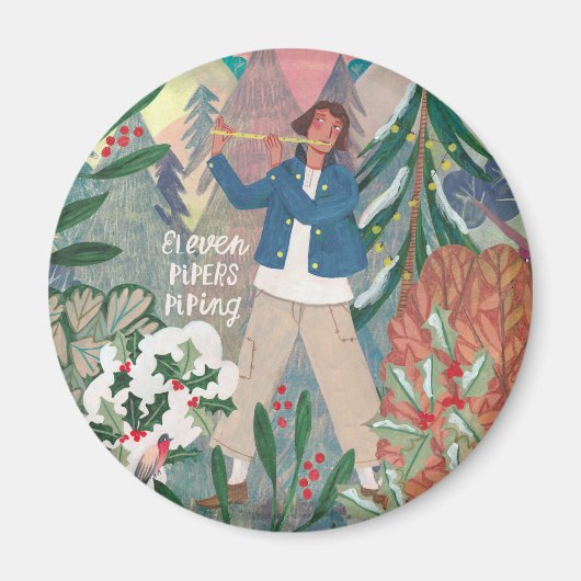 Leuke 12 dagen van Kerst elf Pipers Piping Magneet (Voorkant)