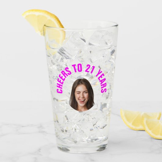 Leuke 21e verjaardag AANGEPASTE TEKST Foto Glas (Voorkant ijs)