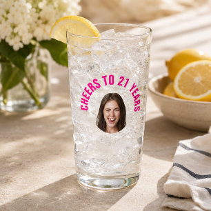 Leuke 21e verjaardag Aangepaste tekst Foto Glas