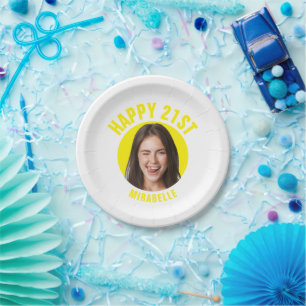 Leuke 21e verjaardag AANGEPASTE TEKST Foto Trendy Papieren Bordje