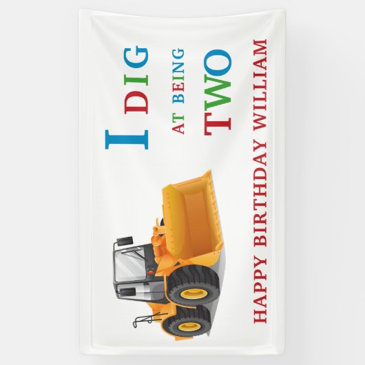 Leuke 2e verjaardag graver thema spandoek (Verticaal)