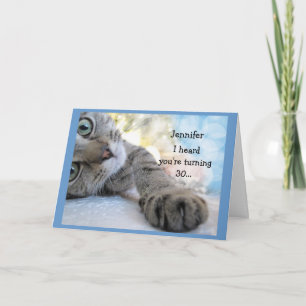 Leuke 30e verjaardag Elke naam Cat Animal Humor Kaart