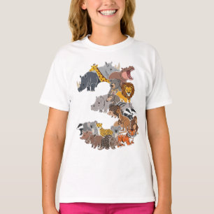 Leuke 3e verjaardag Safari Zoo Dieren Figuren Kind T-shirt