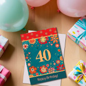 Leuke 40e verjaardag Bloemen Feestelijke Inspirere Kaart
