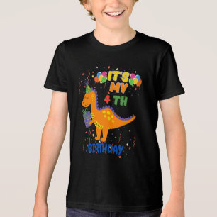Leuke 4e verjaardag dinosaurus partij T-shirt voor