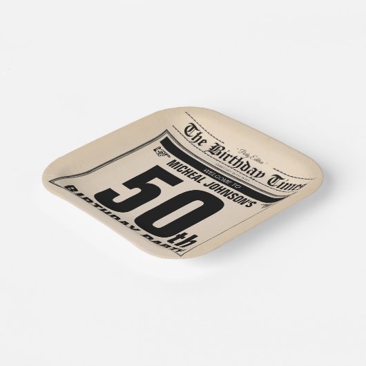 Leuke 50e Verjaardag Oude Krant Custom Papieren Bordje (Gebogen)