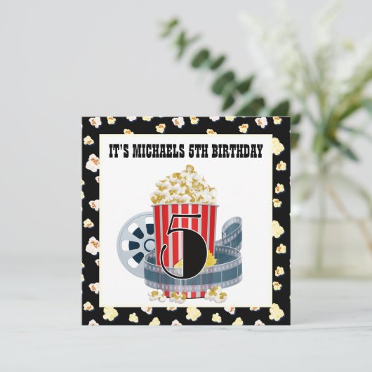 leuke 5e verjaardag filmtheater Uitnodiging (Staand voorkant)