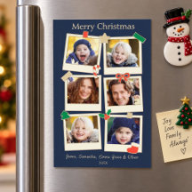 Leuke 6 foto familie kerst magnetische marineblauw