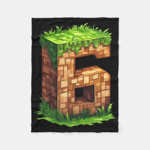 Leuke 6e verjaardag nummer 6 videogamer pixel them fleece deken