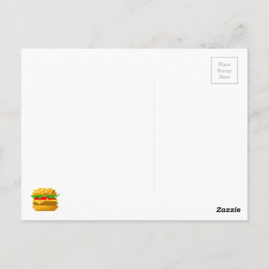 Leuke 8-bit hamburger kleurrijke fast food fun pix briefkaart (Achterkant)
