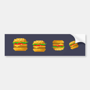 Leuke 8-bit hamburger kleurrijke fast food fun pix bumpersticker