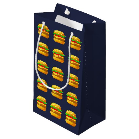 Leuke 8-bit hamburger kleurrijke fast food fun pix klein cadeauzakje (Voorkant Gekanteld)