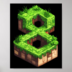 Leuke 8e verjaardag nummer 8 videogamer pixel them poster