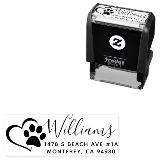 Leuke aangepaste hond adres stempel met hart (In situ)