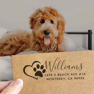 Leuke aangepaste hond adres stempel met hart