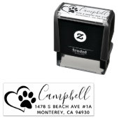 Leuke aangepaste hond adres stempel met hart en po (In situ)