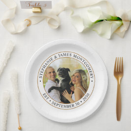 Leuke aangepaste huisdier bruiloft foto papieren bordje