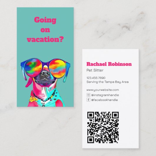 Leuke aangepaste huisdier sitter hond Walker Visitekaartje (Voorkant / Achterkant)