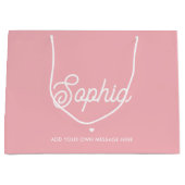 Leuke aangepaste naam Roze moderne meisjesachtige  Groot Cadeauzakje (Voorkant)